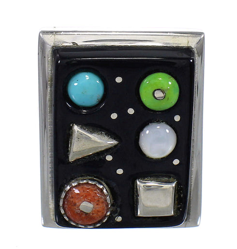 Southwestern Multicolor Sterling Silver Ring Size 5-3/4 YX75887
